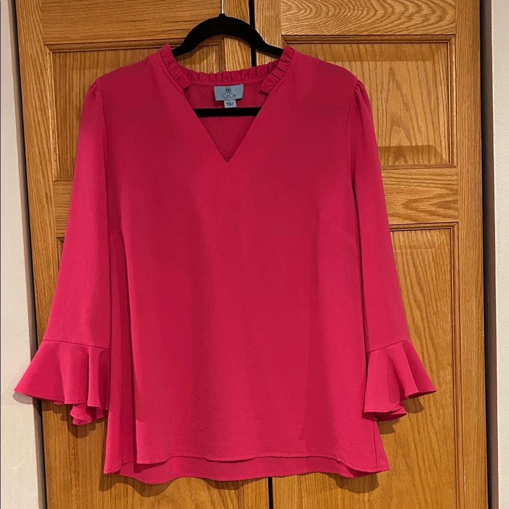 CeCe Fuchsia Ruffle Sleeve Blouse